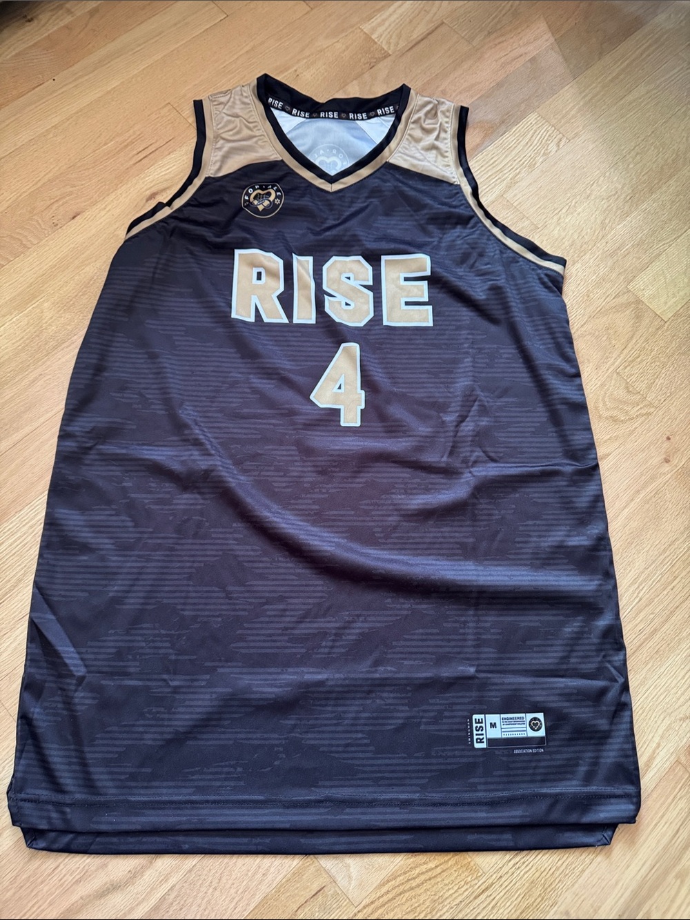 Rise Men's Black & Gold Basketball Jersey - Number 4